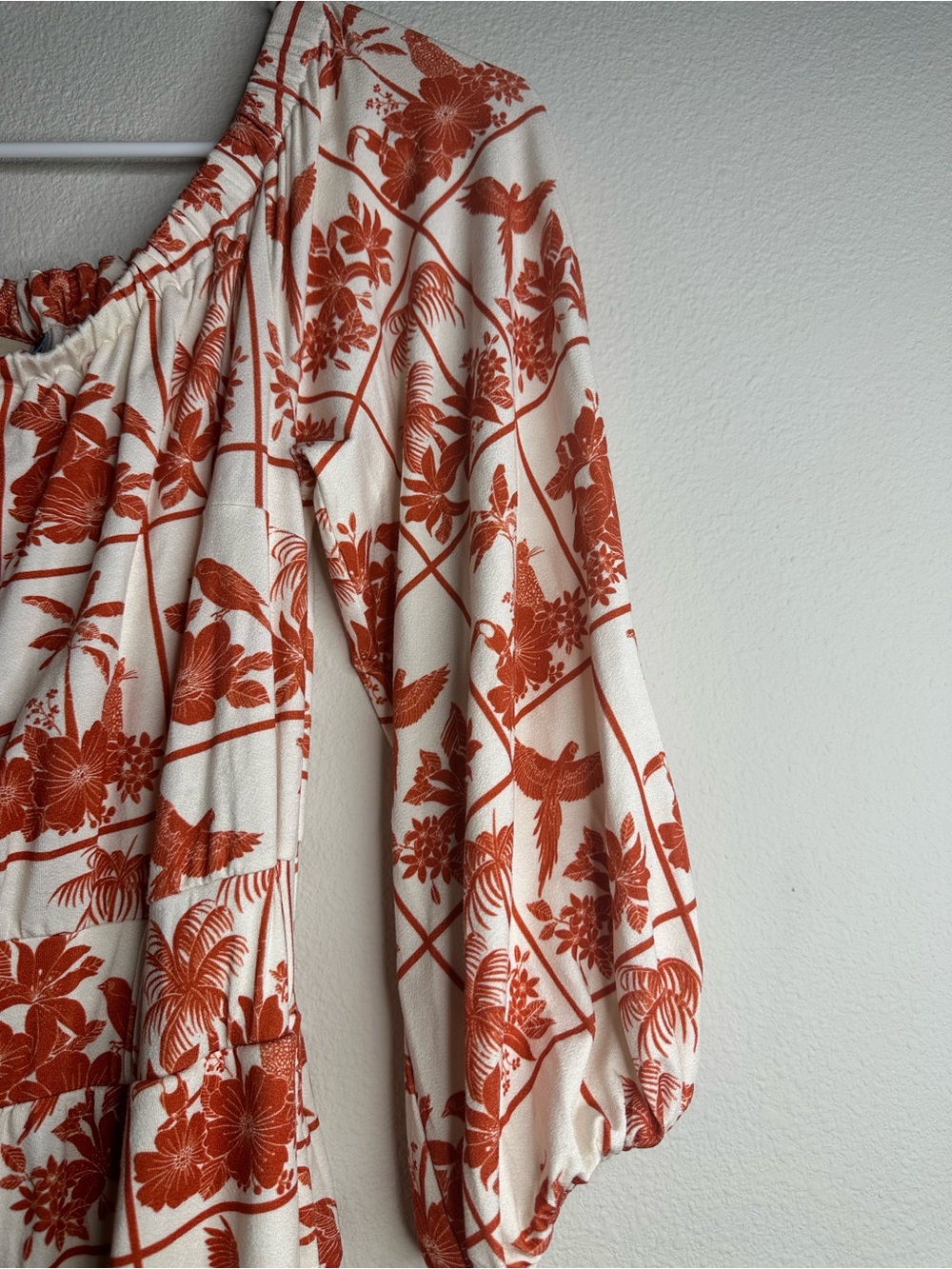NWOT Farm Rio x Anthropologie Tropical Off Shoulder Romper XS Pocket Puff Sleeve - Picture 6 of 13